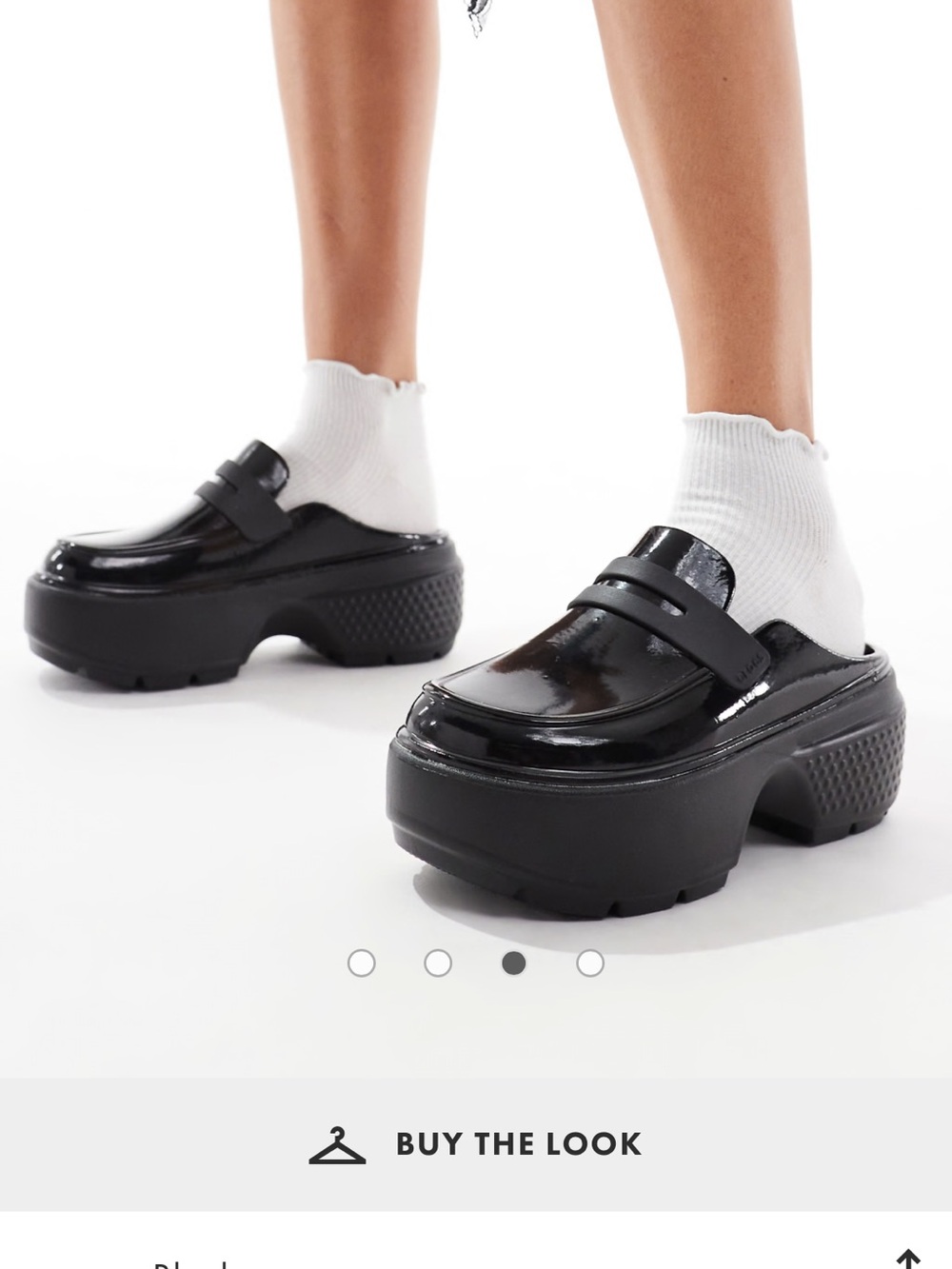 Crocs STOMP High Shine Patent Black Platform Loafers for Women - Picture 5 of 6